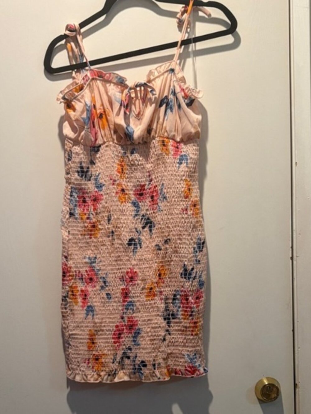 Guess Blush Pink Floral Tie-Front Mini Dress